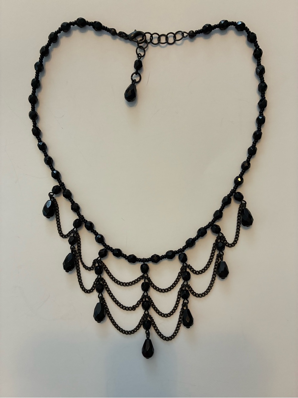 Elegant Black Beaded Cascade Necklace - Women Jewelry